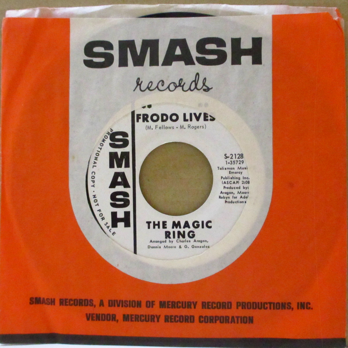 MAGIC RING, THE = The Hobbits (ザ・マジック・リング = ザ・ホビッツ) - Frodo Lives (US '67 プロモ・白ラベ7インチ+カンパニースリーブ)哀愁美メロ・ソフト・サイケ・ロック!