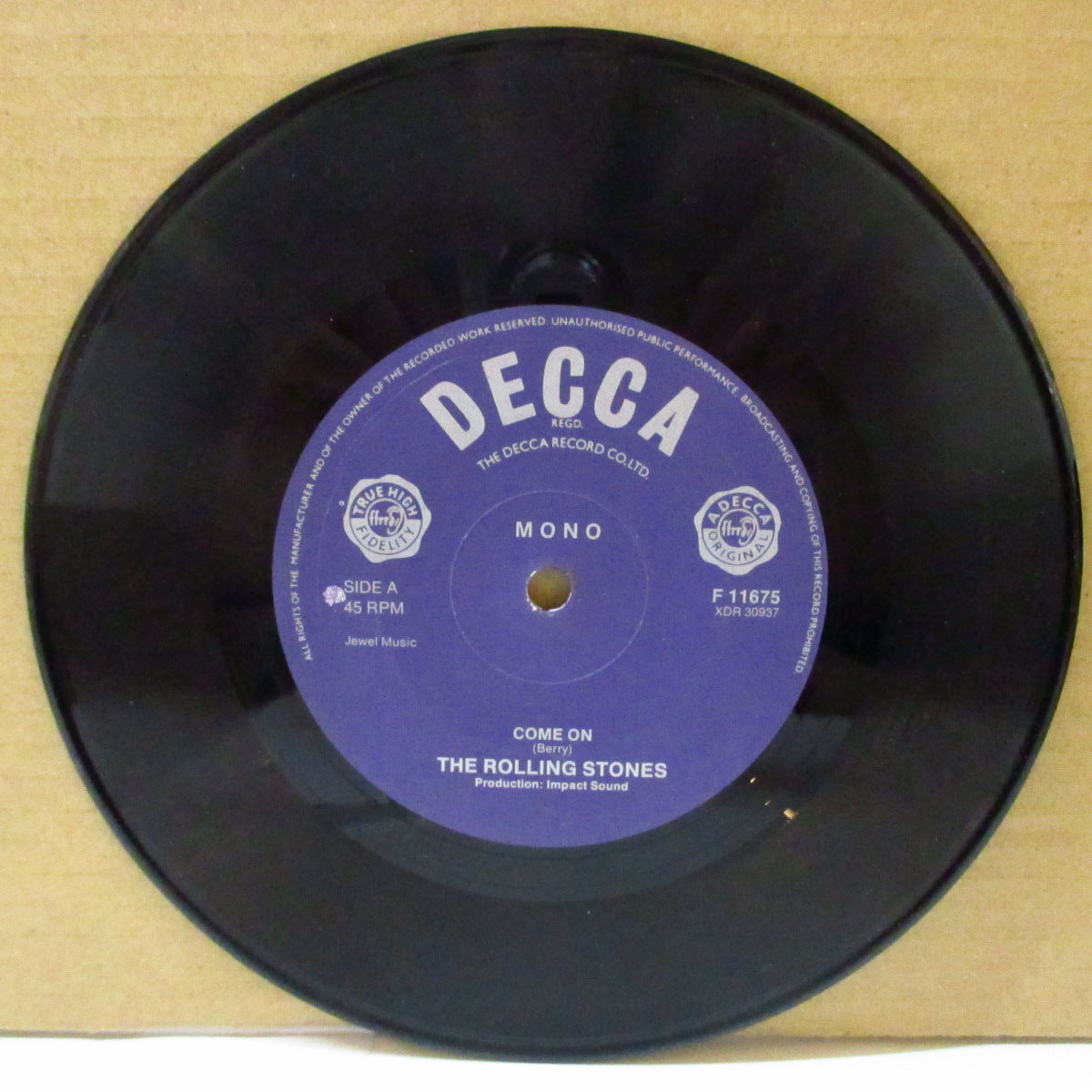 ROLLING STONES (ローリング・ストーンズ) - Come On (UK '82 再発「青紙ラベ・フラットセンター」モノラル 7インチ) '63年デビュー・シングル!