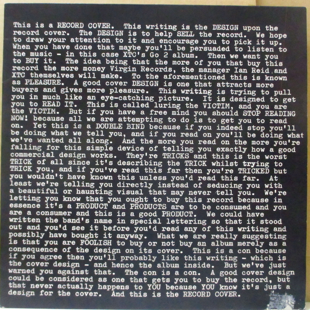 XTC - Go 2 (UK '84 再発品番 "OVED 61" グリーン&レッドラベ LP/バーコード無しジャケ ) '78年2ndアルバム