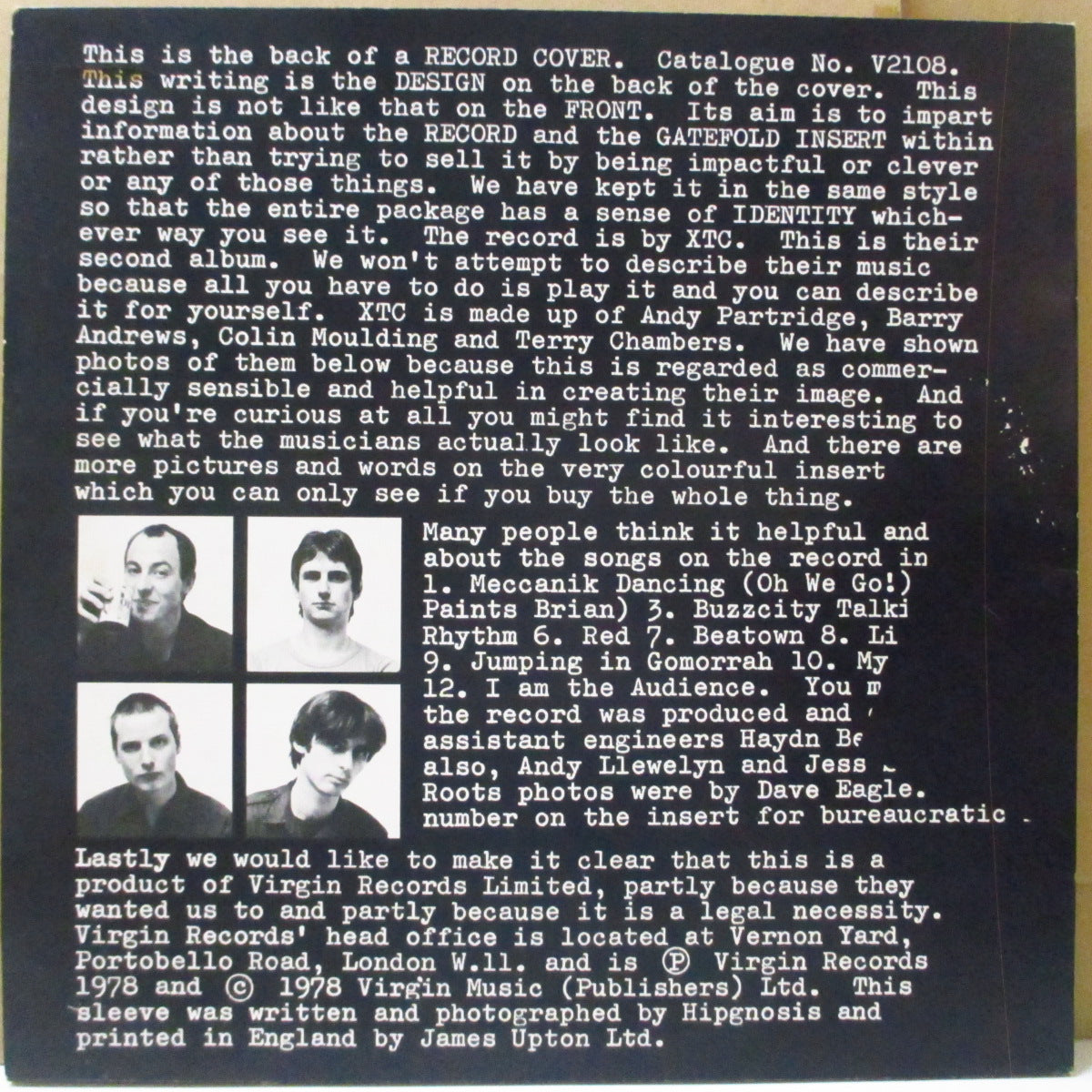 XTC - Go 2 (UK '84 再発品番 "OVED 61" グリーン&レッドラベ LP/バーコード無しジャケ ) '78年2ndアルバム