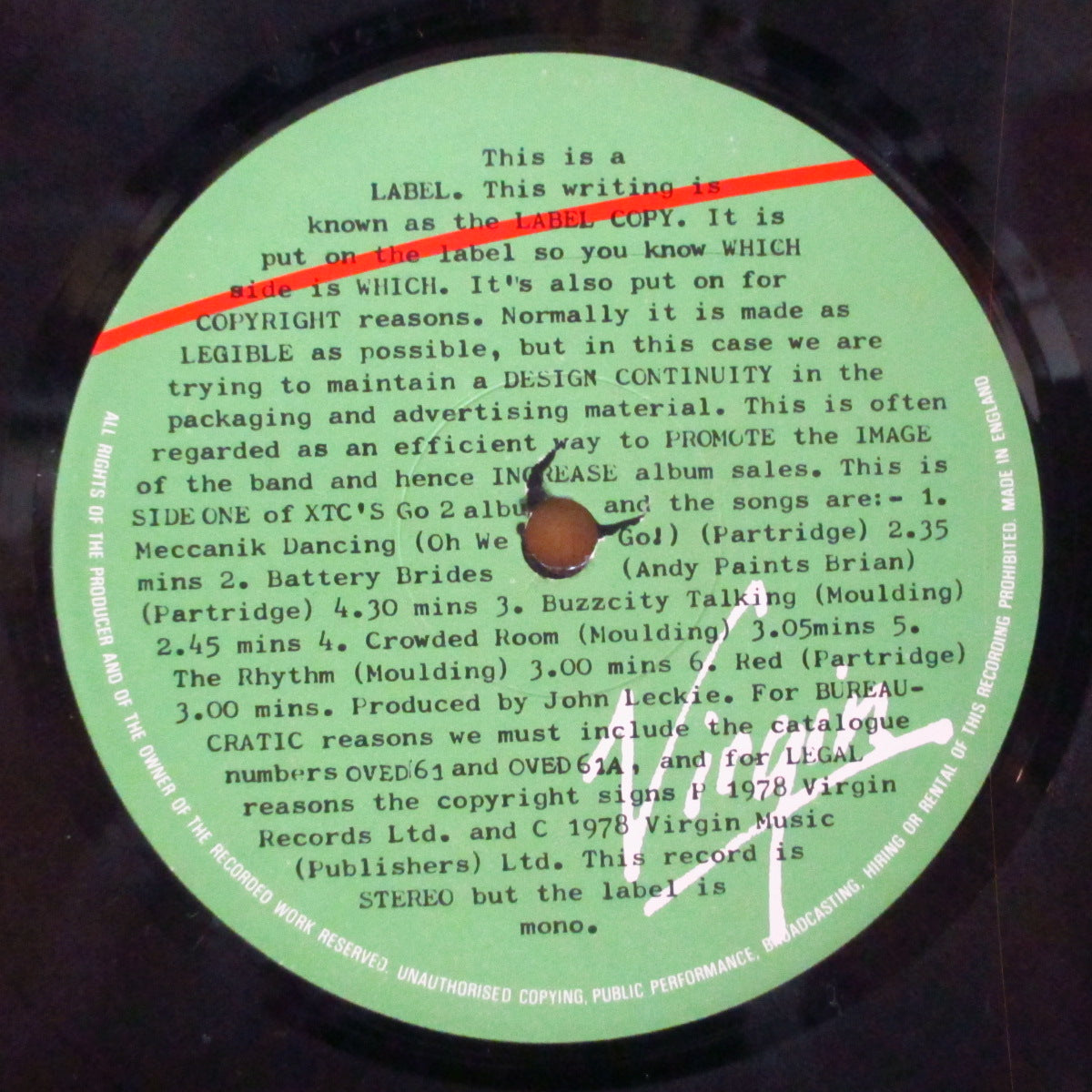 XTC - Go 2 (UK '84 再発品番 "OVED 61" グリーン&レッドラベ LP/バーコード無しジャケ ) '78年2ndアルバム