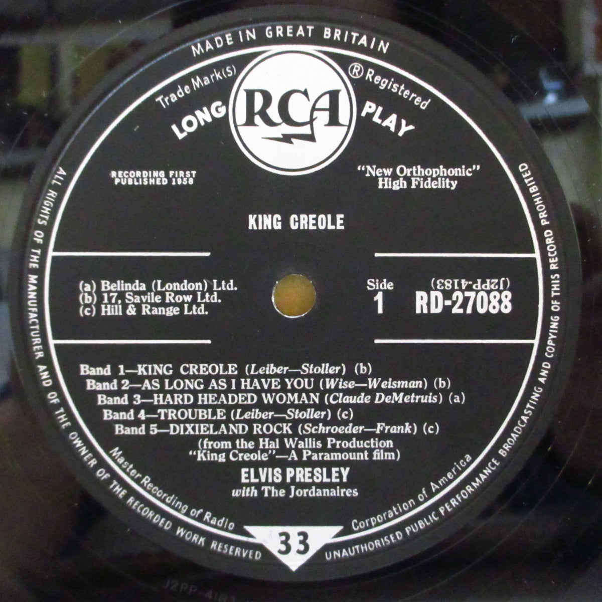 ELVIS PRESLEY (エルヴィス・プレスリー) - King Creole (UK オリジナル「RCA シルバー・スポット黒ラベ」モノラル LP/「Danny Finnell 誤表記」初回表面コーティング・ジャケ)