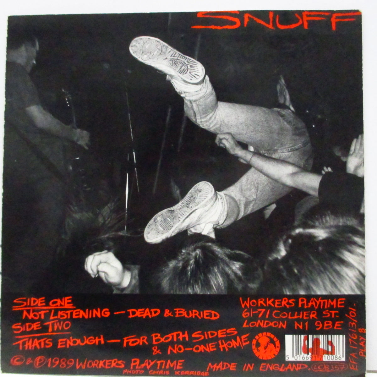 SNUFF (スナッフ) - Not Listening (UK オリジナル「フラットセンター」 7"EP/光沢固紙製ジャケ) '89年名作ファースト!