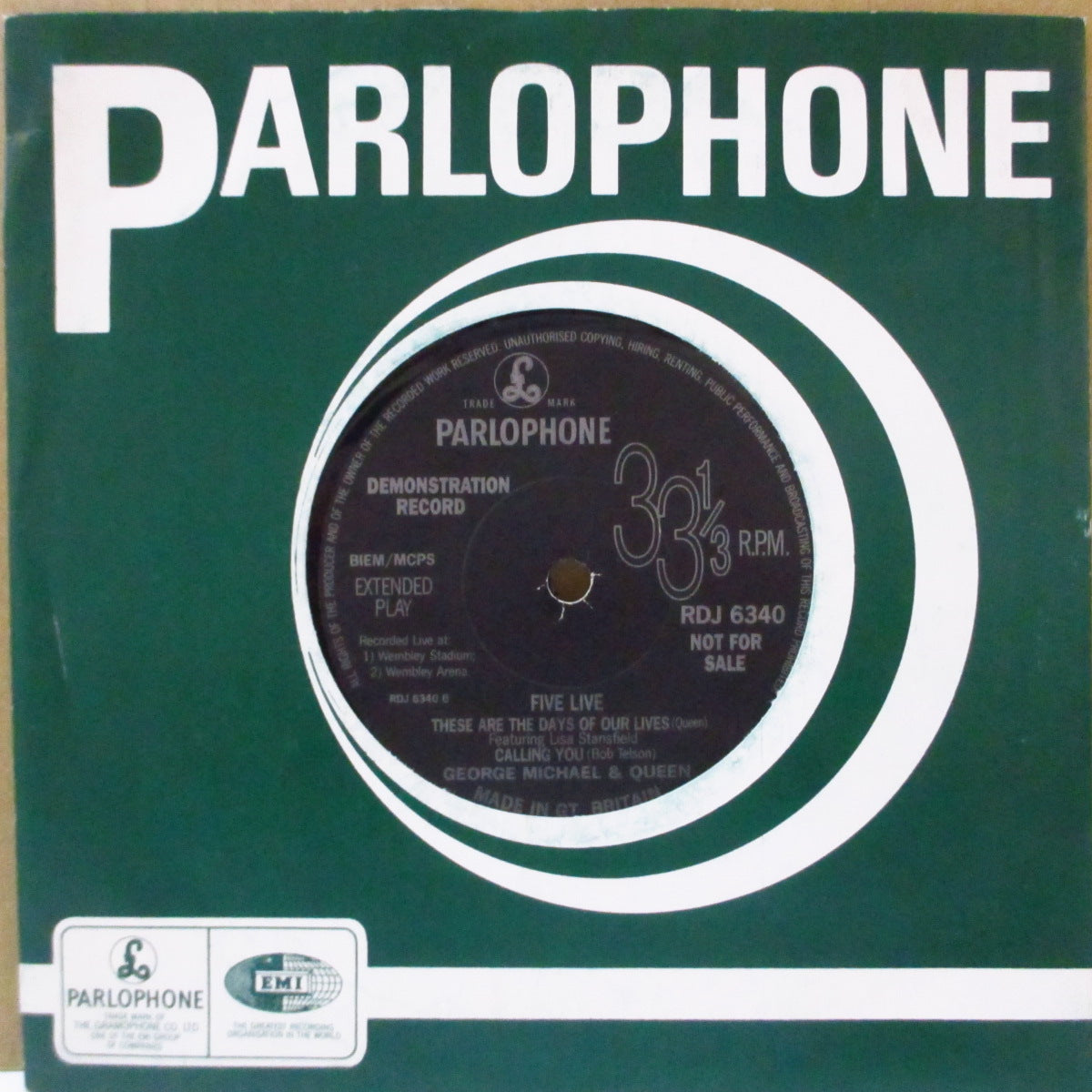 GEORGE MICHAEL & QUEEN with LISA STANSFIELD (ジョージ・マイケル & クイーン & リサ・スタンスフィールド) - Five Live (UK '93 プロモ 4曲入り 7インチ+Parlophone社カンパニースリーブ)