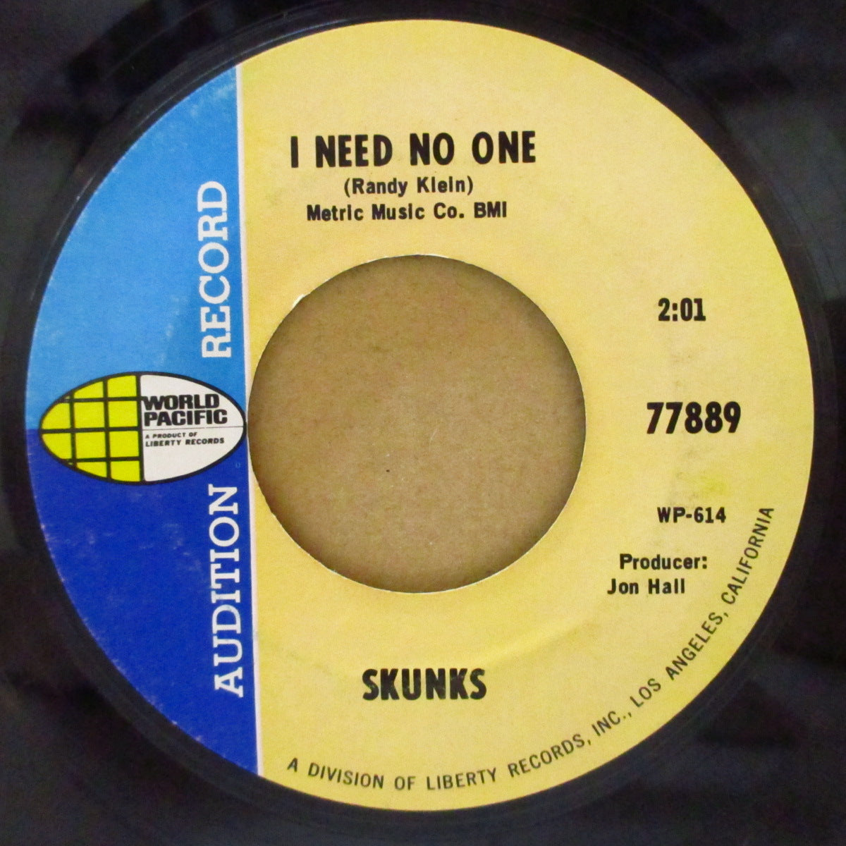 SKUNKS, THE (ザ・スカンクス) - I Need No One (US '68 プロモ・ラベ 7インチ) The BYRDSスタイルの哀愁美メロ・フォーキー・ガレージ名曲!