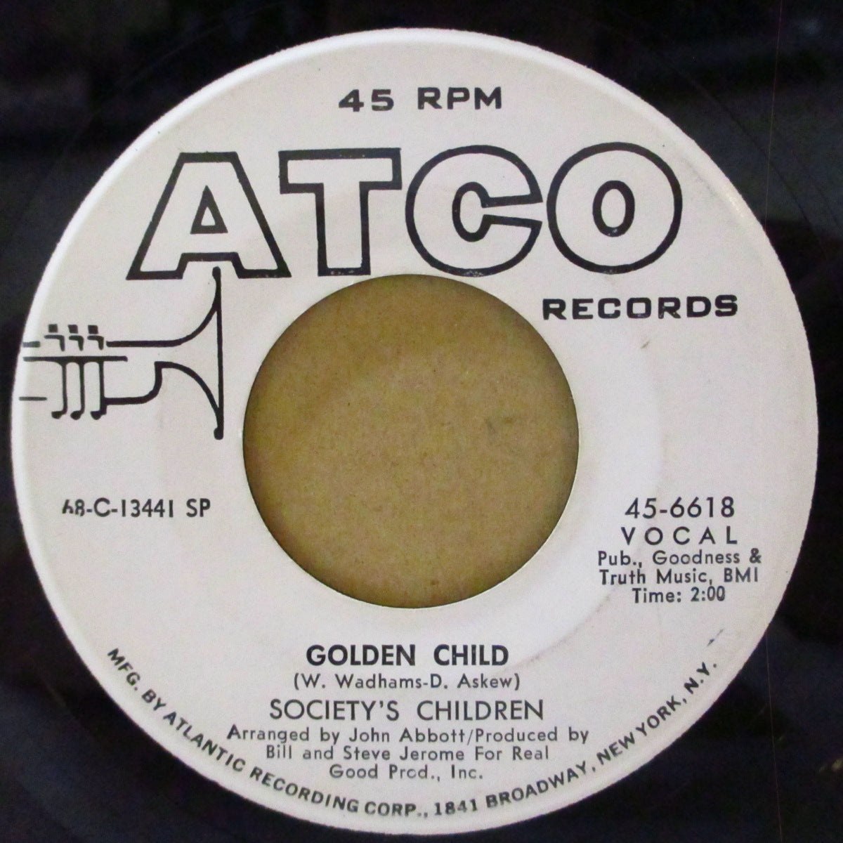SOCIETY'S CHILDREN (ソサエティーズ・チルドレン) - Golden Child (US '68 プロモ・白ラベ7インチ)軽快サンシャイン・ポップ&4シーズンズのトリビュートメドレー!