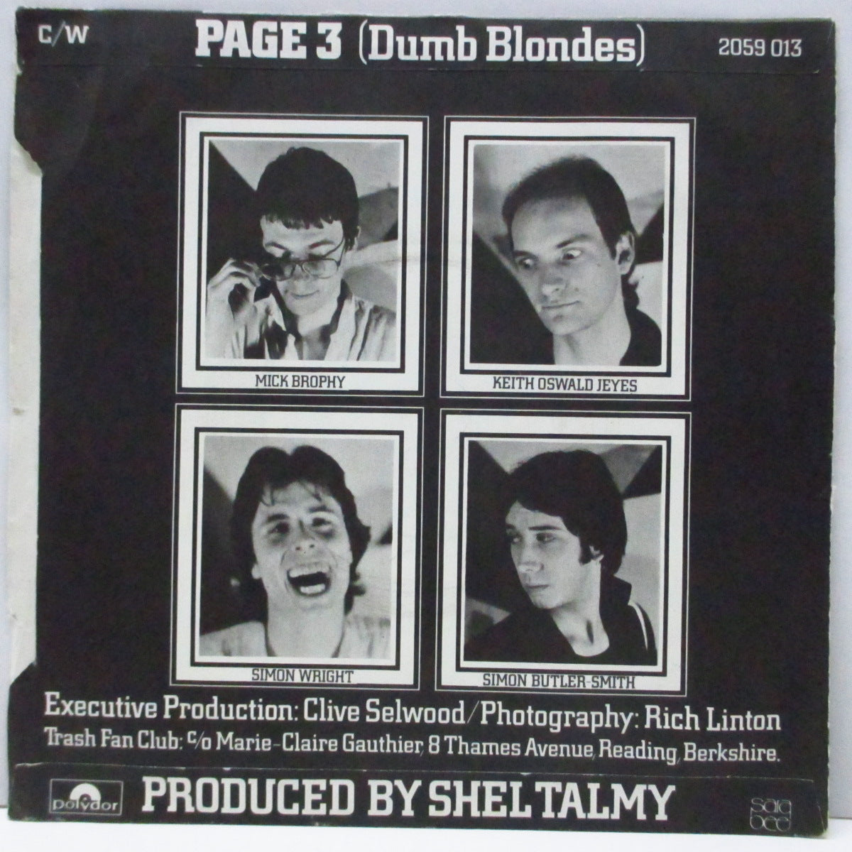 TRASH (トラッシュ) - N-n-e-r-v-o-u-s / Page Three (UK オリジナル 7"/マットソフト紙折り返しジャケ) '78年セカンド&ラスト!