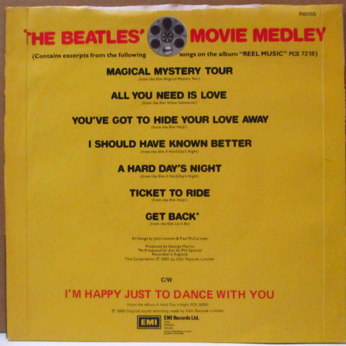 BEATLES (ビートルズ) - Beatles Movie Medley (UK '82 オリジナル「ラウンドセンター」 7インチ+光沢ソフト紙ジャケ)