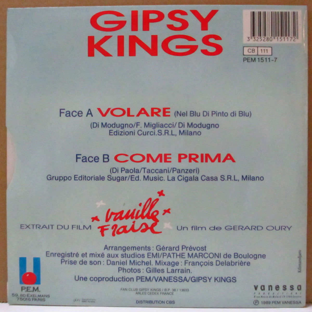 GIPSY KINGS (ジプシー・キングス) - Volare (France '89 オリジナル 7インチ+ブルー光沢ジャケ) 大ヒットシングル!