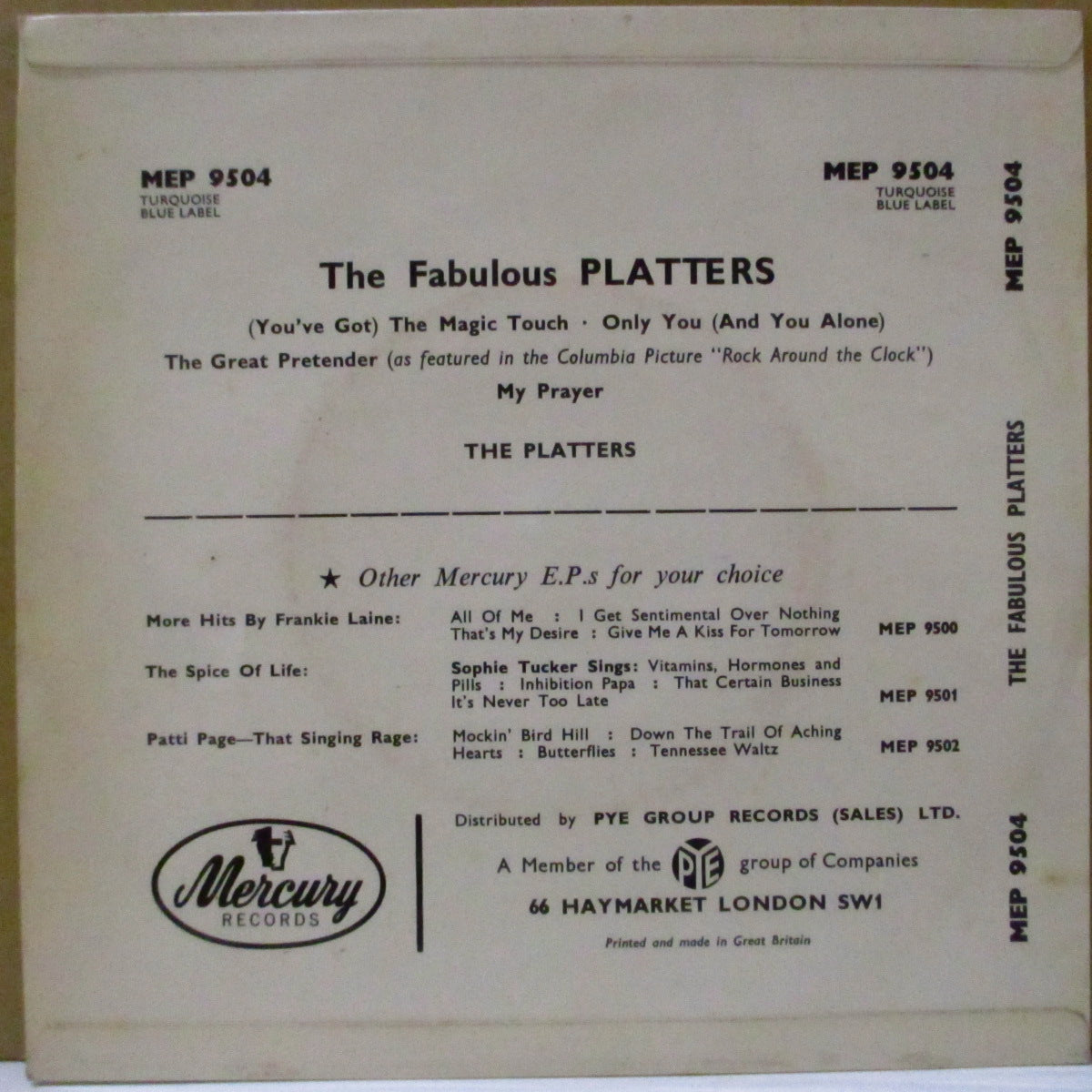 PLATTERS (ザ・プラターズ) - The Fabulous Platters (UK '56 オリジナル 4曲入り7インチEP)