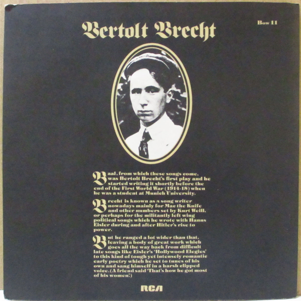 DAVID BOWIE (デヴィッド・ボウイ) - In Bertolt Brecht's Baal (UK '82 オリジナル5曲入り「ラウンドセンター」 7インチ+黒インナー/マット固紙三面見開きジャケ)