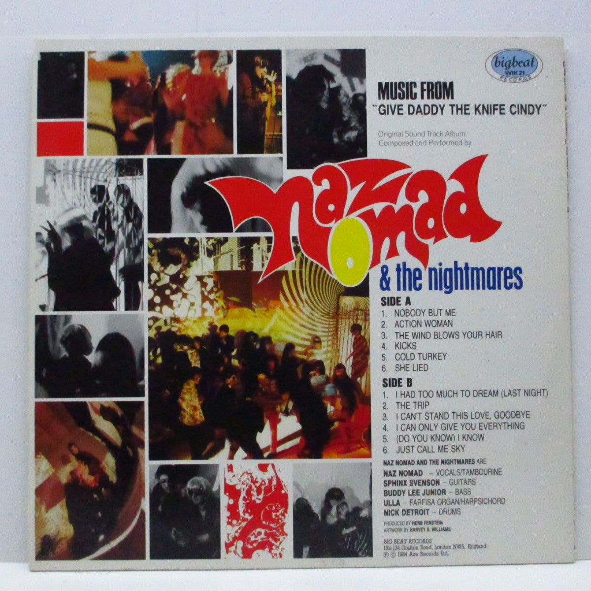 NAZ NOMAD & THE NIGHTMARES (ナズ・ノーマッド・アンド・ザ・ナイトメアズ) - Give Daddy The Knife Cindy (UK オリジナル「黒盤」LP) キャプテン抜きダムドの変名ユニット !