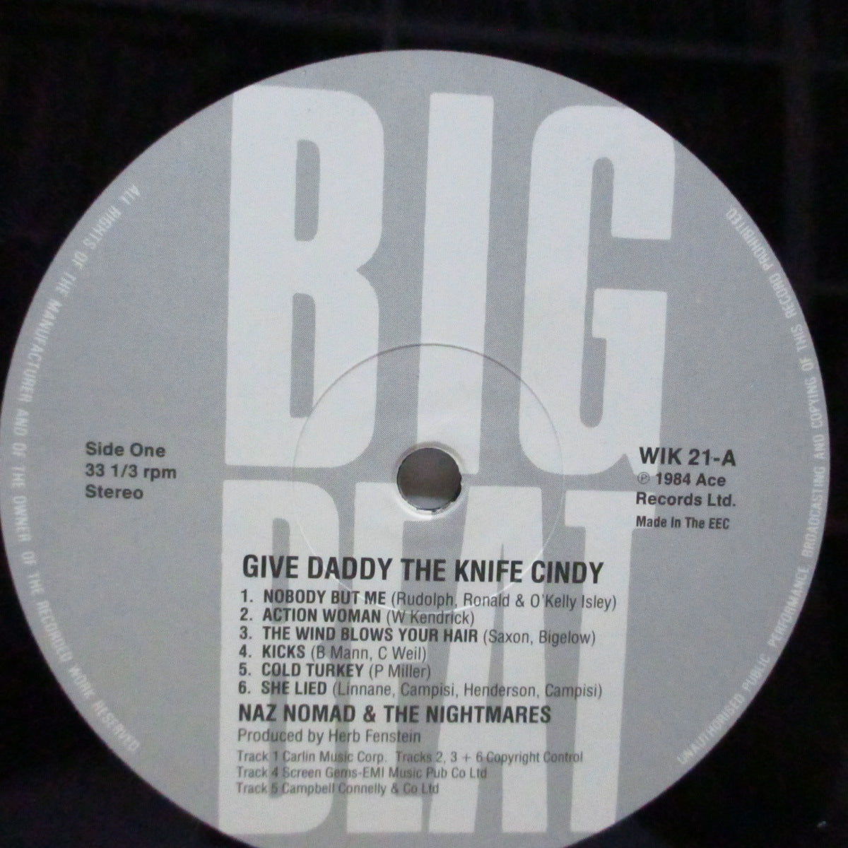 NAZ NOMAD & THE NIGHTMARES (ナズ・ノーマッド・アンド・ザ・ナイトメアズ) - Give Daddy The Knife Cindy (UK オリジナル「黒盤」LP) キャプテン抜きダムドの変名ユニット !