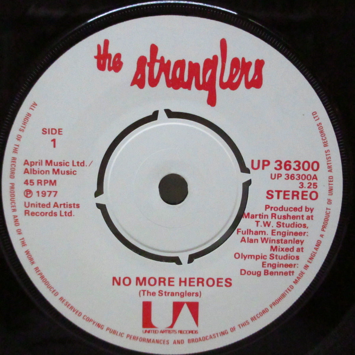 STRANGLERS, THE (ストラングラーズ ) - No More Heroes (UK '77セカンドプレス「赤/白ラベ」ラウンドセンター 7"/光沢紙固紙折り返ジャケ)