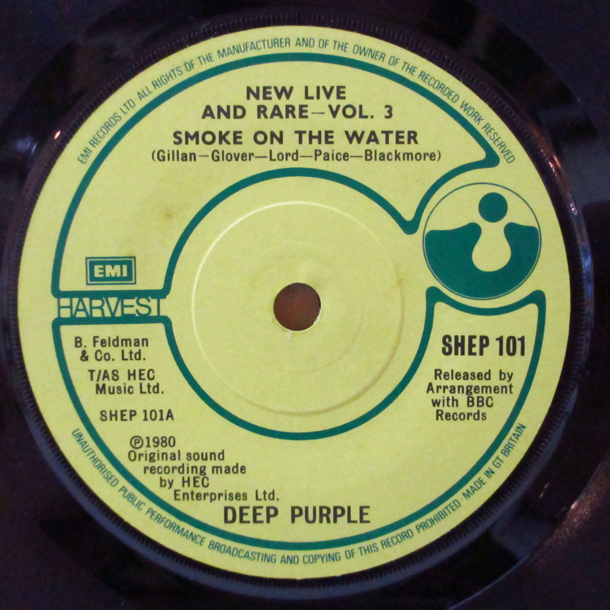 DEEP PURPLE (ディープ・パープル) - New Live And Rare Vol.3 (UK '80 オリジナル3曲入り「両面黒文字印刷」ラベ・フラットセンター」 7インチ+ソフト紙ジャケ)