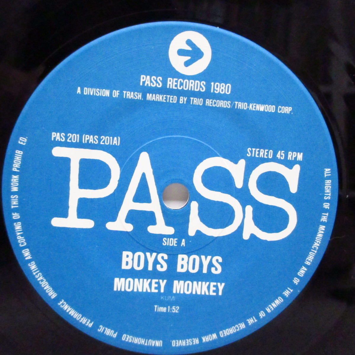 BOYS BOYS (ボーイズ・ボーイズ) - Monkey Monkey (Japan '80 オリジナル 7"/光沢ソフト紙ジャケ)