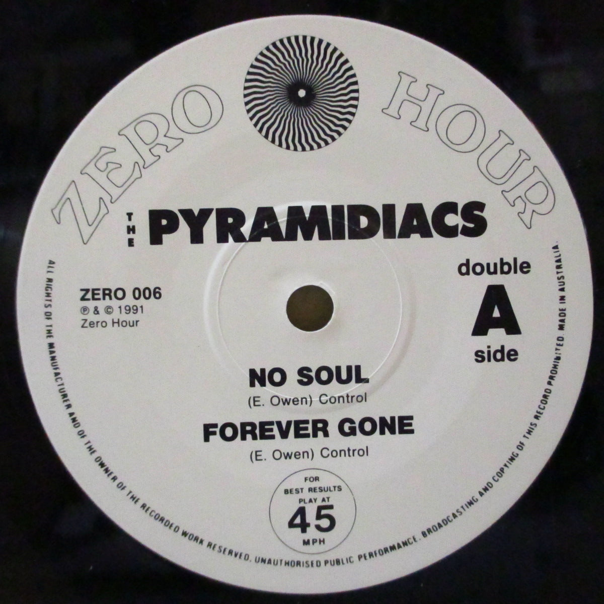PYRAMIDIACS, THE (ザ・ピラミディアクス) - No Soul (OZ オリジナル 7インチ+光沢固紙ジャケ, インサート) '91年2ndシングル