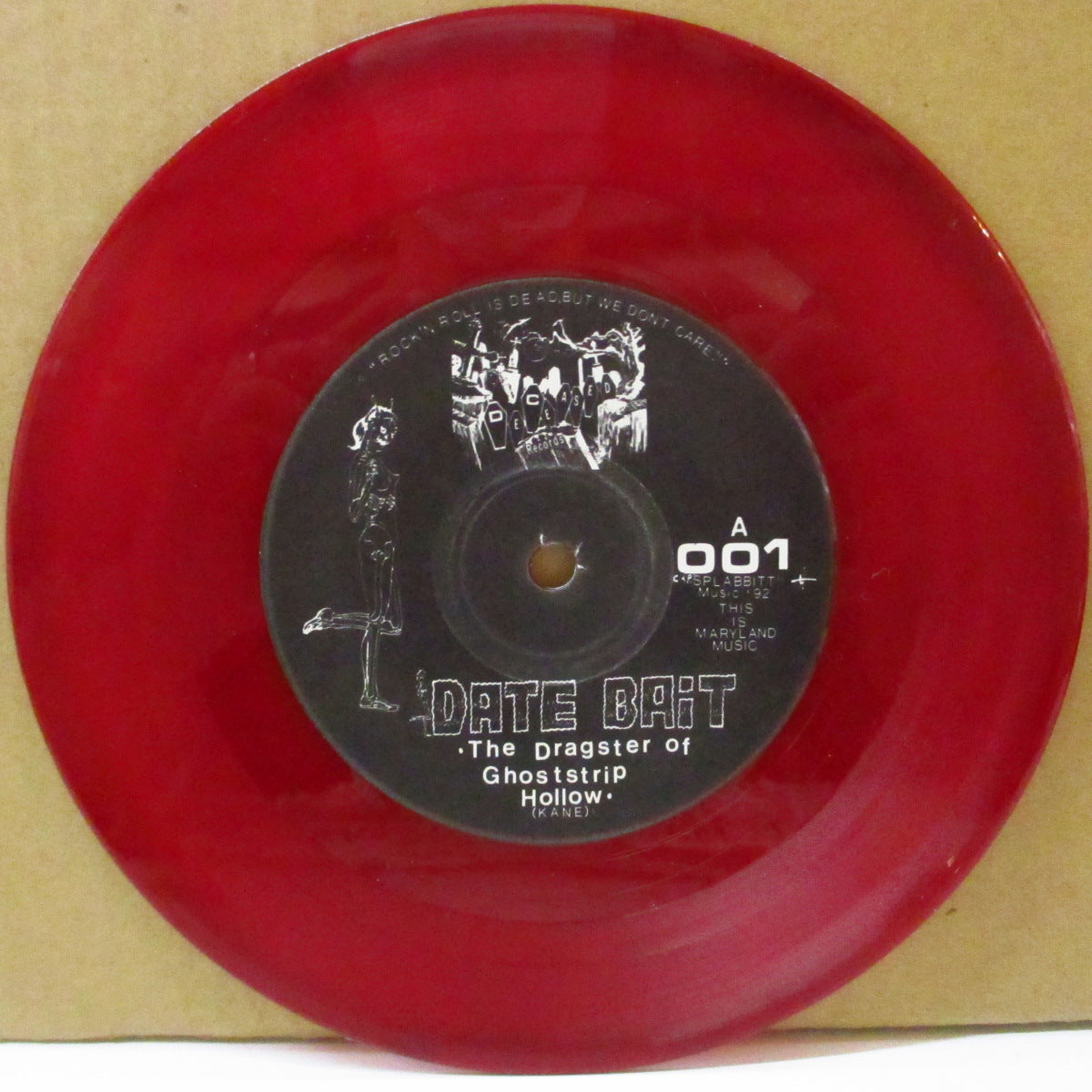 DATE BAIT (デート・ベイト) - The Dragster Of Ghoststrip Hollow (US 2ndプレス200枚限定レッドヴァイナル 7インチ+マットソフト紙ジャケ) '92年シングル