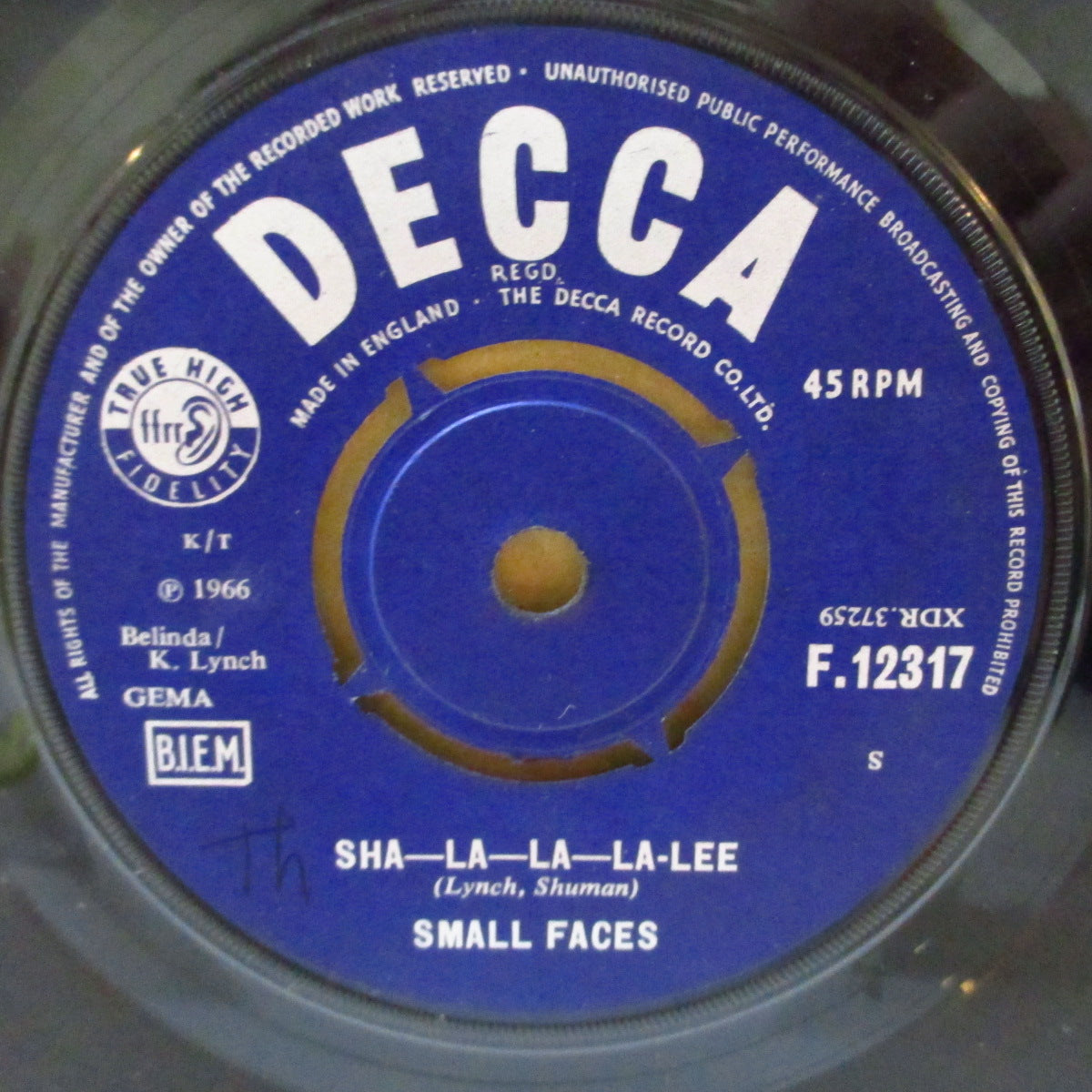SMALL FACES (スモール・フェイセス) - Sha-La-La-La-Lee (UK '66 オリジナル「ラウンドセンター」 7インチ+カンパニースリーブ)