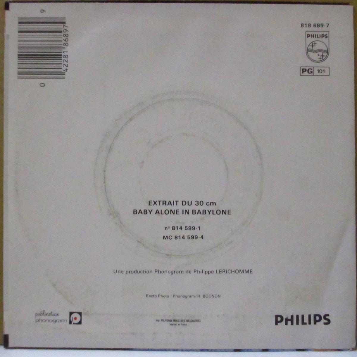 JANE BIRKIN (ジェーン・バーキン) - Baby Lou (フランス '83 ジャケ付きオリジナル 7インチ)ゲンズブール作アーバン・ディスコポップ+ポップバラッド