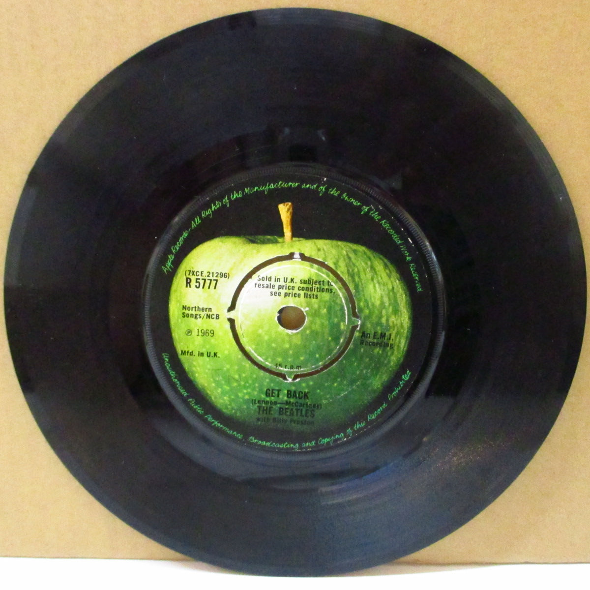 BEATLES (ビートルズ) - Get Back (UK '69 オリジナル「NCBクレジット.Sold In U.K表記 ラウンド(プッシュアウト)センター 」7インチ)
