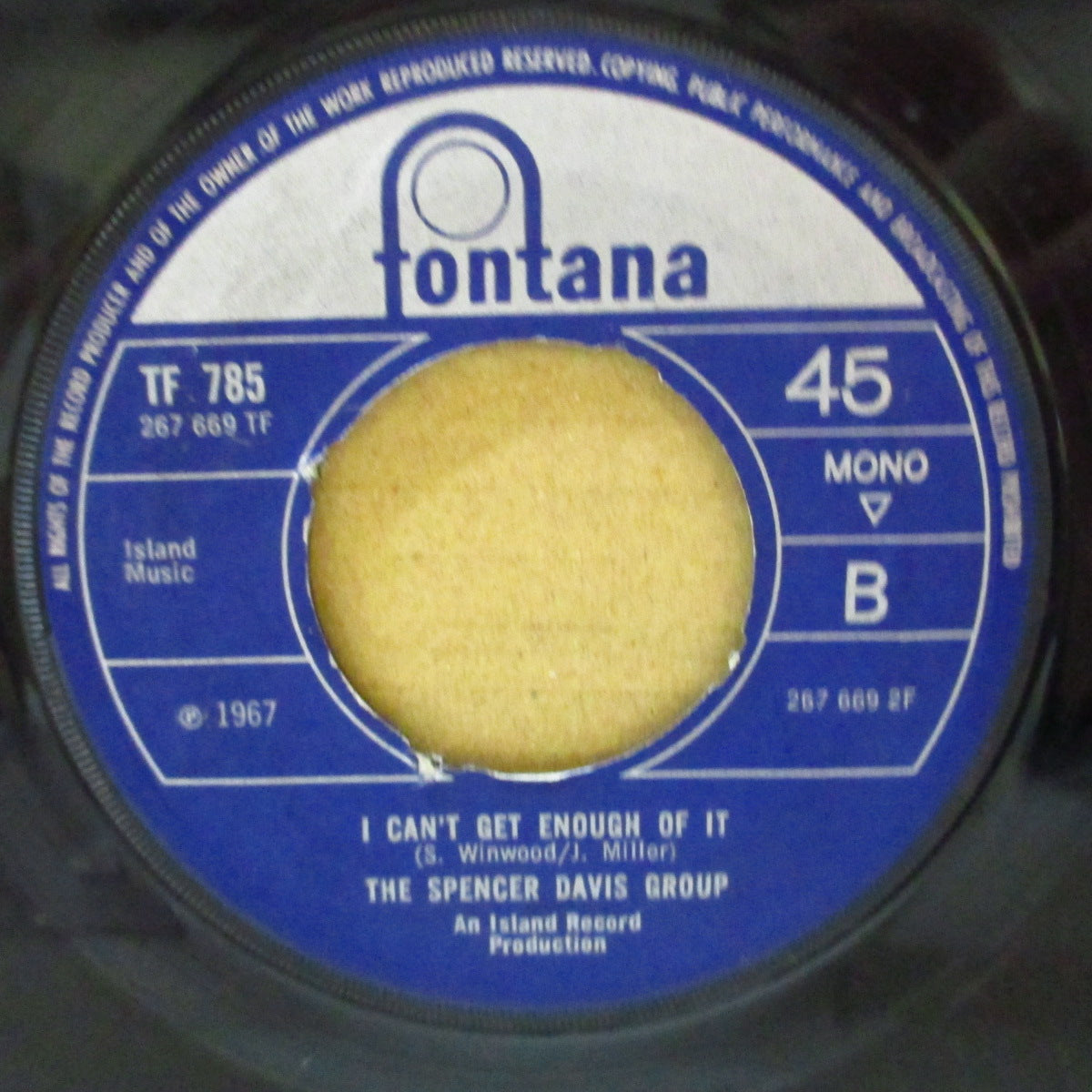 SPENCER DAVIS GROUP (スペンサー・デイヴィス・グループ) - I'm A Man (UK '67 オリジナル「4ポイント・ラウンドセンター」モノラル 7インチ)