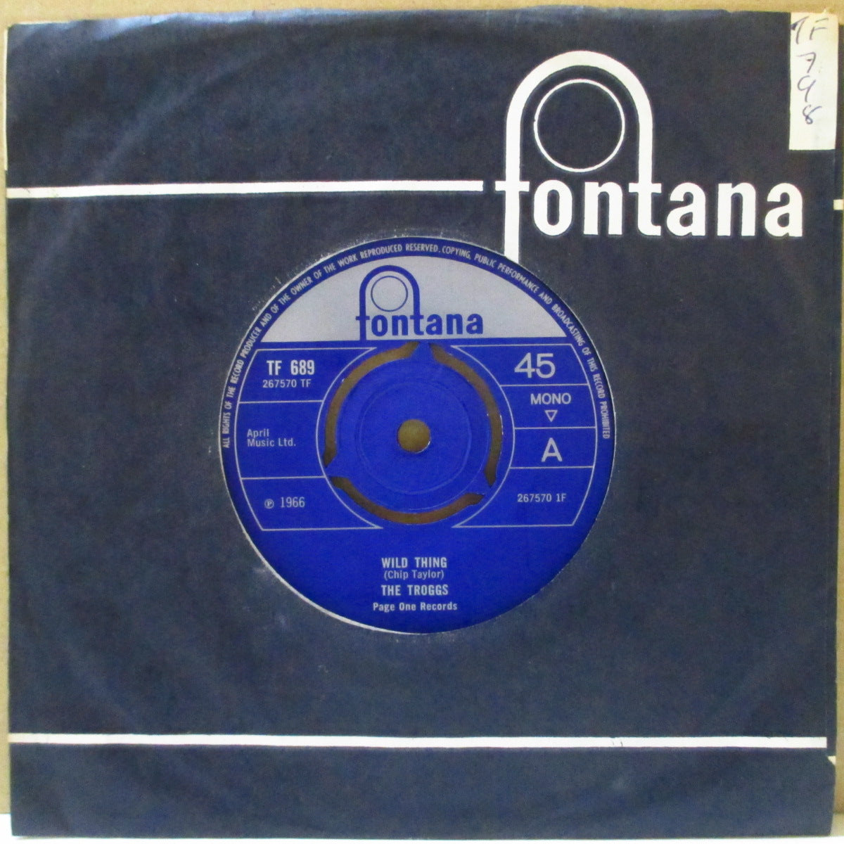 TROGGS (トロッグス) - Wild Thing / From Home (UK '66 オリジナル「3ポイント・ラウンドセンター」モノラル 7インチ+カンパニースリーブ)