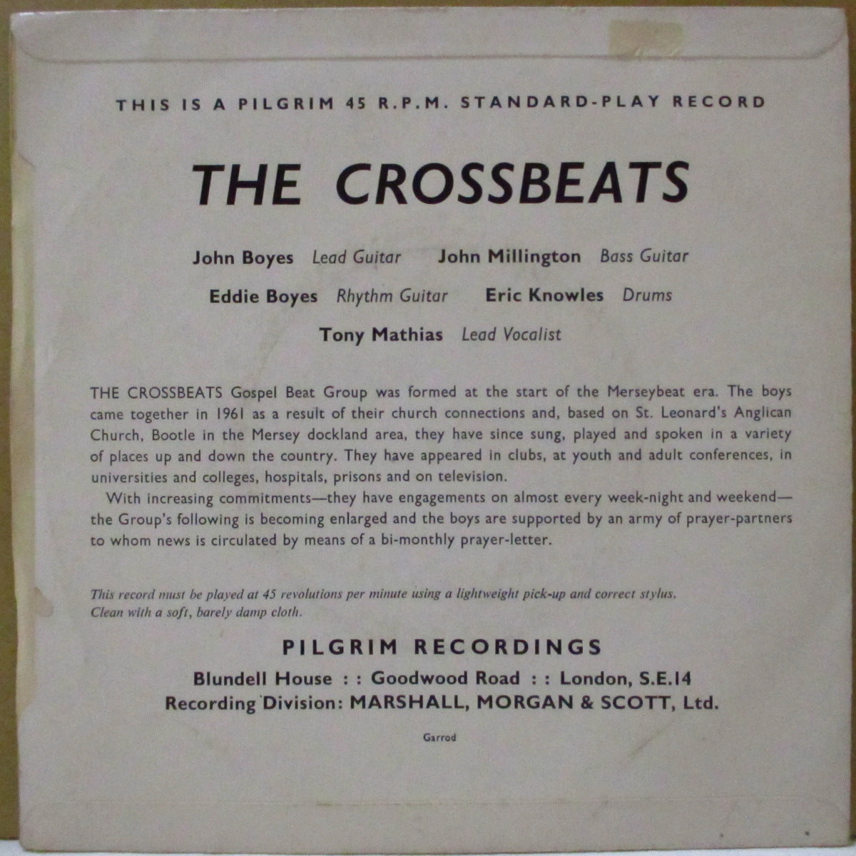 CROSSBEATS (クロスビーツ) - If Only (UK '65 オリジナル 7インチ+光沢固紙ジャケ)