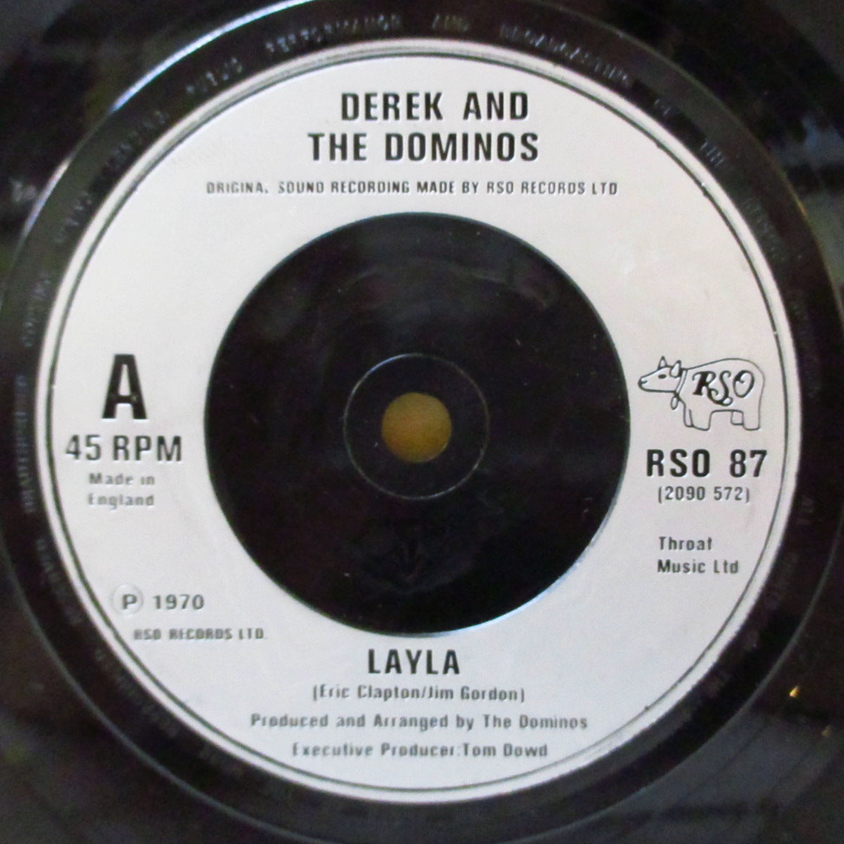 DEREK AND THE DOMINOS / ERIC CLAPTON (デレク&ザ・ドミノス / エリック・クラプトン) - Layla (UK '82 再発「銀プラスチックラベ・フラットセンター」 7インチ+RSO社カンパニースリーブ)