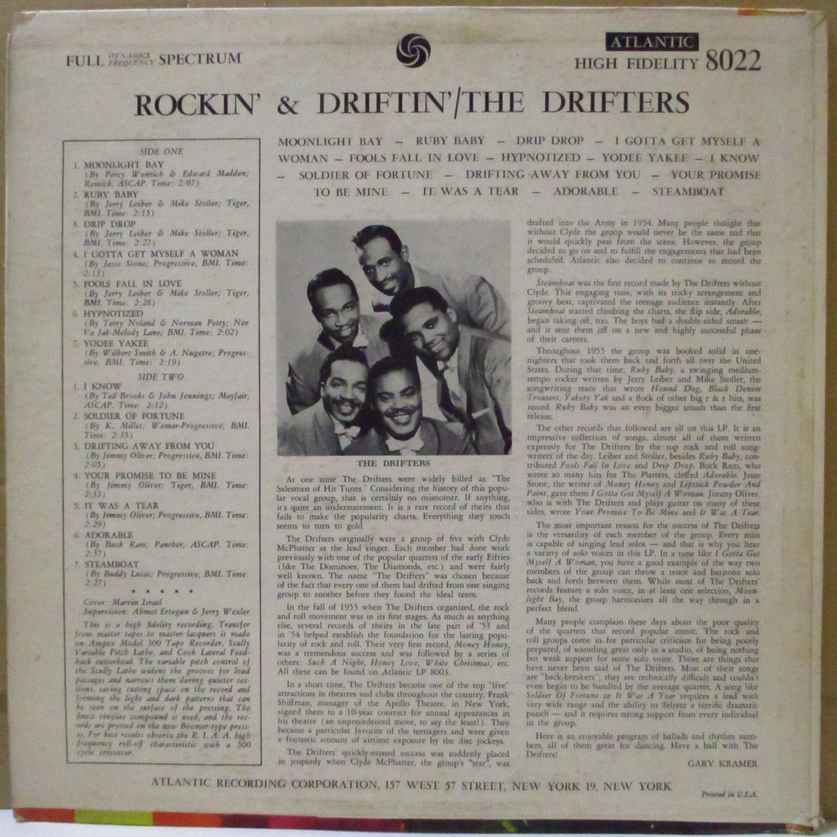 DRIFTERS, THE (ザ・ドリフターズ) - Rockin' & Driftin' (US '60 サードプレス「白ファン・ロゴ、オレンジTOPラベ」モノラル LP/表面コーティング光沢ジャケ) '58年セカンドアルバム