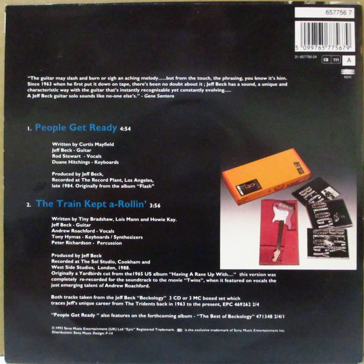 JEFF BECK & ROD STEWART (ジェフ・ベック・アンド・ロッド・スチュワート) - People Get Ready (UK=Dutch '88 オリジナル「小穴」フラットセンター」 7インチ+光沢ジャケ)