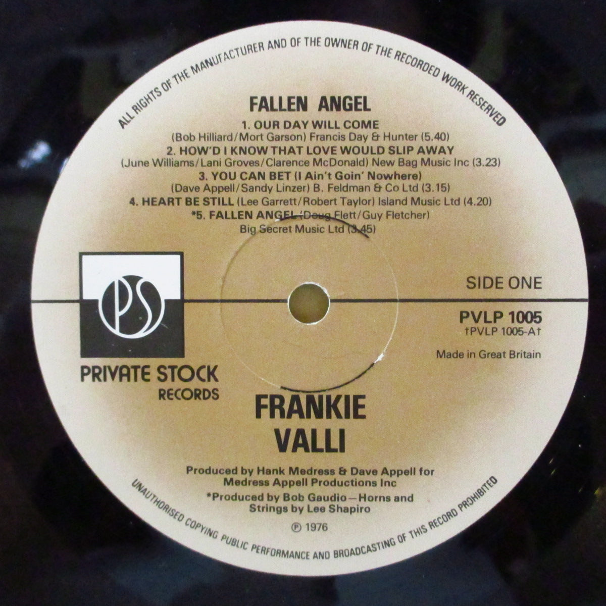 FRANKIE VALLI (フランキー・ヴァリ) - Fallen Angel (UK '76 オリジナル LP)米盤「Our Day Will Come」の英改題作。ディスコポップ、ノーザン・クロスオーバー満載!
