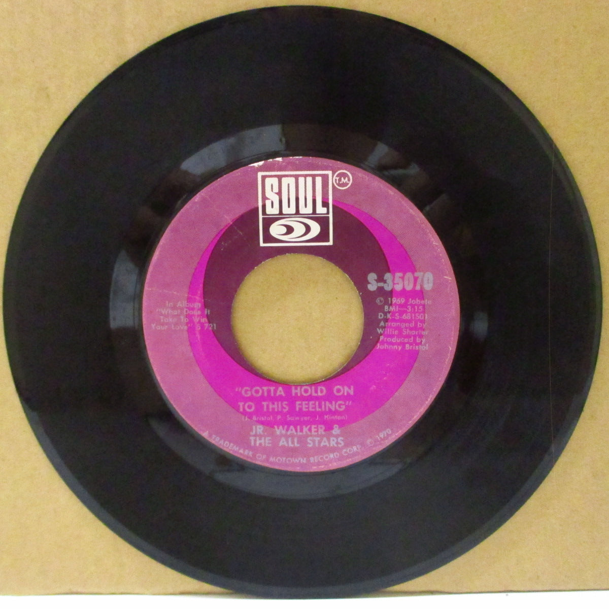 JR.WALKER & ALL STARS (ジュニア・ウォーカー& ジ・オールスターズ) - Gotta Hold On To This Feeling (US '70 オリジナル「銀文字印刷ラベ」7インチ) クロスオーバー・ノーザン!