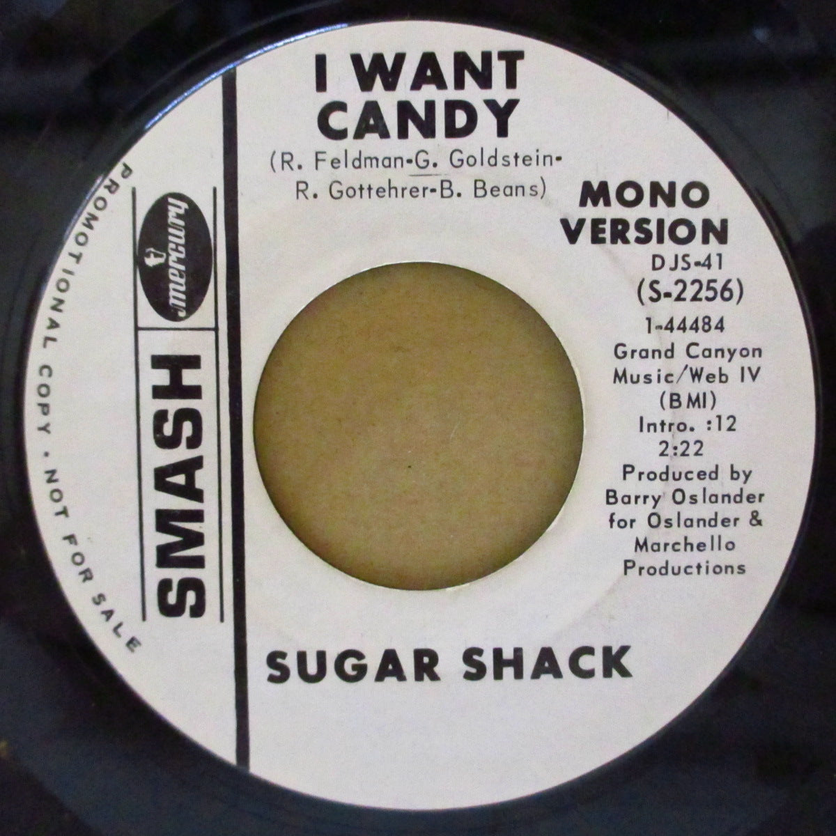 SUGAR SHACK (シュガー・シャック) - I Want Candy (US '69 プロモ両面同曲モノラル 7インチ)