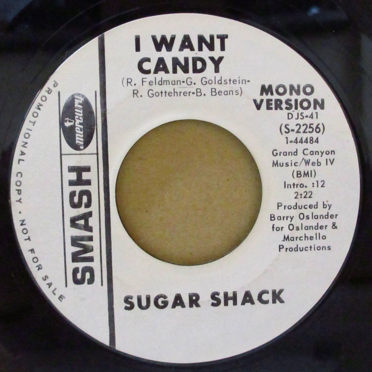 SUGAR SHACK (シュガー・シャック) - I Want Candy (US '69 プロモ両面同曲モノラル 7インチ)