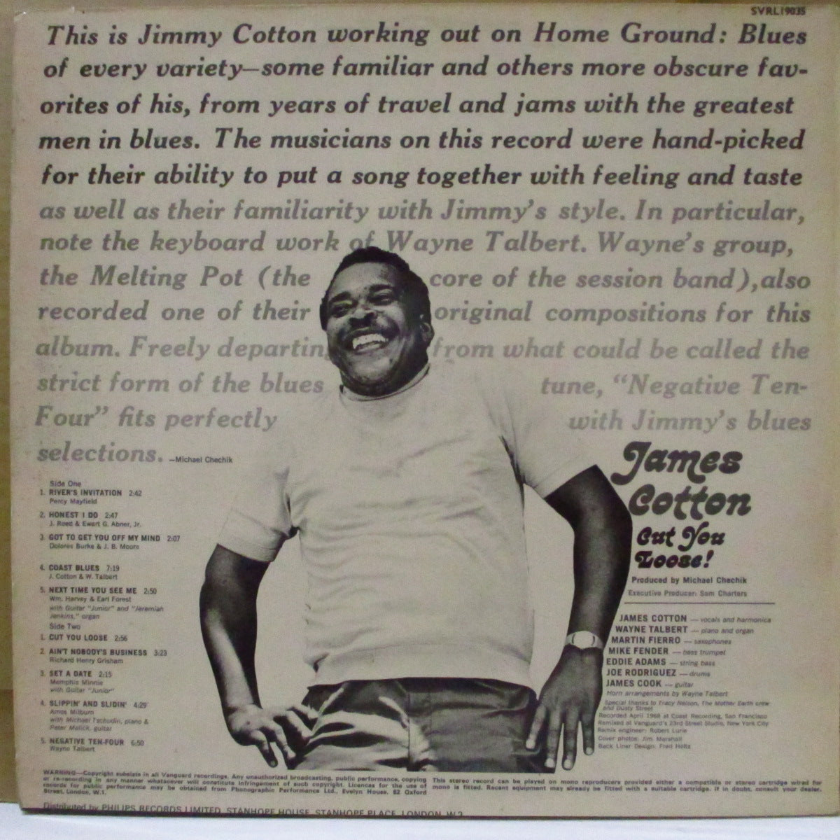 JAMES COTTON (ジェイムズ・コットン) - Cut You Loose ! (UK '68 オリジナル・ステレオ LP/両面コーティング・ジャケ) '68年ソロ・デビュー・アルバム。近年稀な美品!