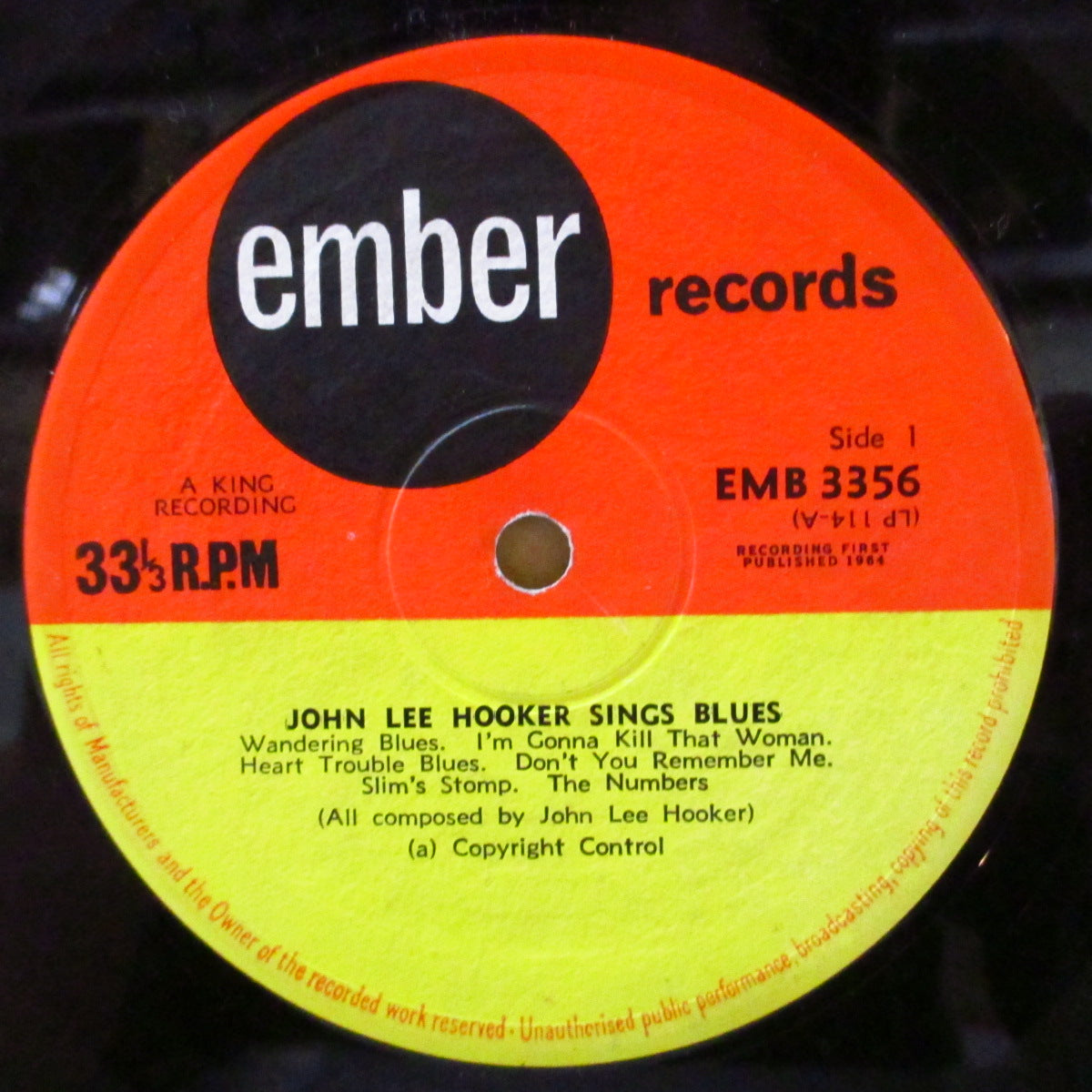 JOHN LEE HOOKER (ジョン・リー・フッカー) - Sings Blues (UK '64 再発「赤・黄ラベ ver」モノラル LP/表面コーティング折り返しジャケ)'49〜'50年Texas Slim名義音源編集作。