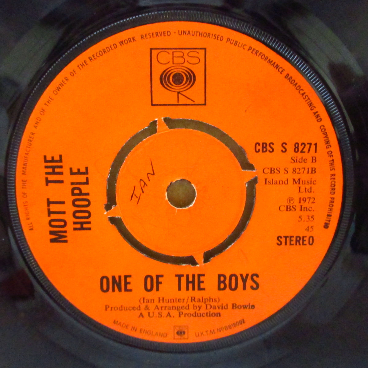 MOTT THE HOOPLE (モット・ザ・フープル) - All The Young Dudes (UK '72 オリジナル「ラウンドセンター」 7インチ+Cカンパニースリーブ)