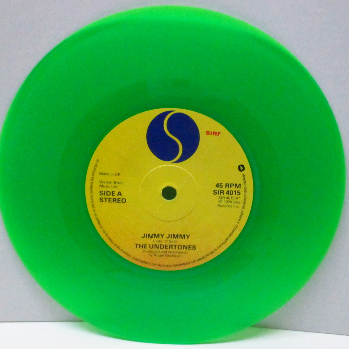 UNDERTONES, THE (アンダートーンズ) - Jimmy Jimmy (UK 限定「グリーンヴァイナル」7"/プリントPVC) ツアーインサート無 !