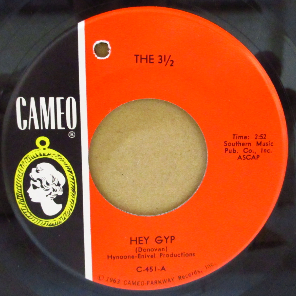 3 1/2, THE (ザ・スリー・アンド・ア・ハーフ) - Hey Gyp (US '66 オリジナル「黒・赤ラベ」 7インチ)MODガレージ・ノーザン・カヴァー!