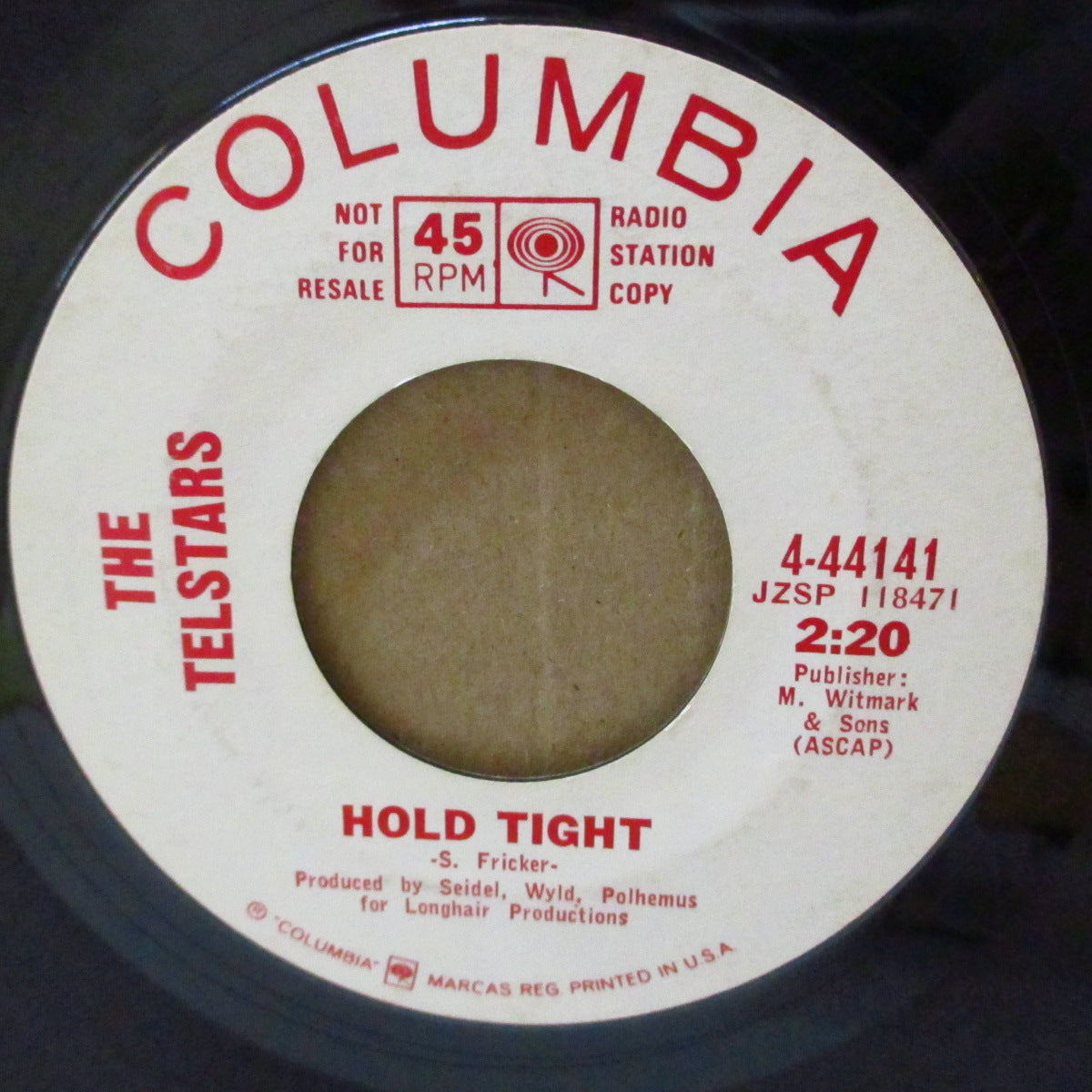 TELSTARS, THE (ザ・テルスターズ) - Keep On Running / Hold Tight (US '67 プロモ・白ラベ7インチ)ファズ・ガレージカバー2サイダー!