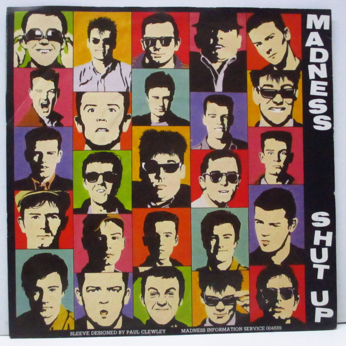 MADNESS (マッドネス) - Shut Up (UK オリジナル「フラットセンター」7"/マットソフト紙折り返ジャケ) 表ジャケ下部にスリーブデザインのクレジット有 Ver.