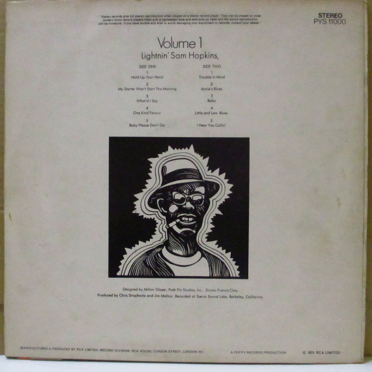 LIGHTNIN' HOPKINS (ライトニン・ホプキンス) - Lightnin' ! Volume 1 (UK '70 オリジナル・ステレオLP) '69年録音「Lightnin' !」の英バラ売り珍盤!
