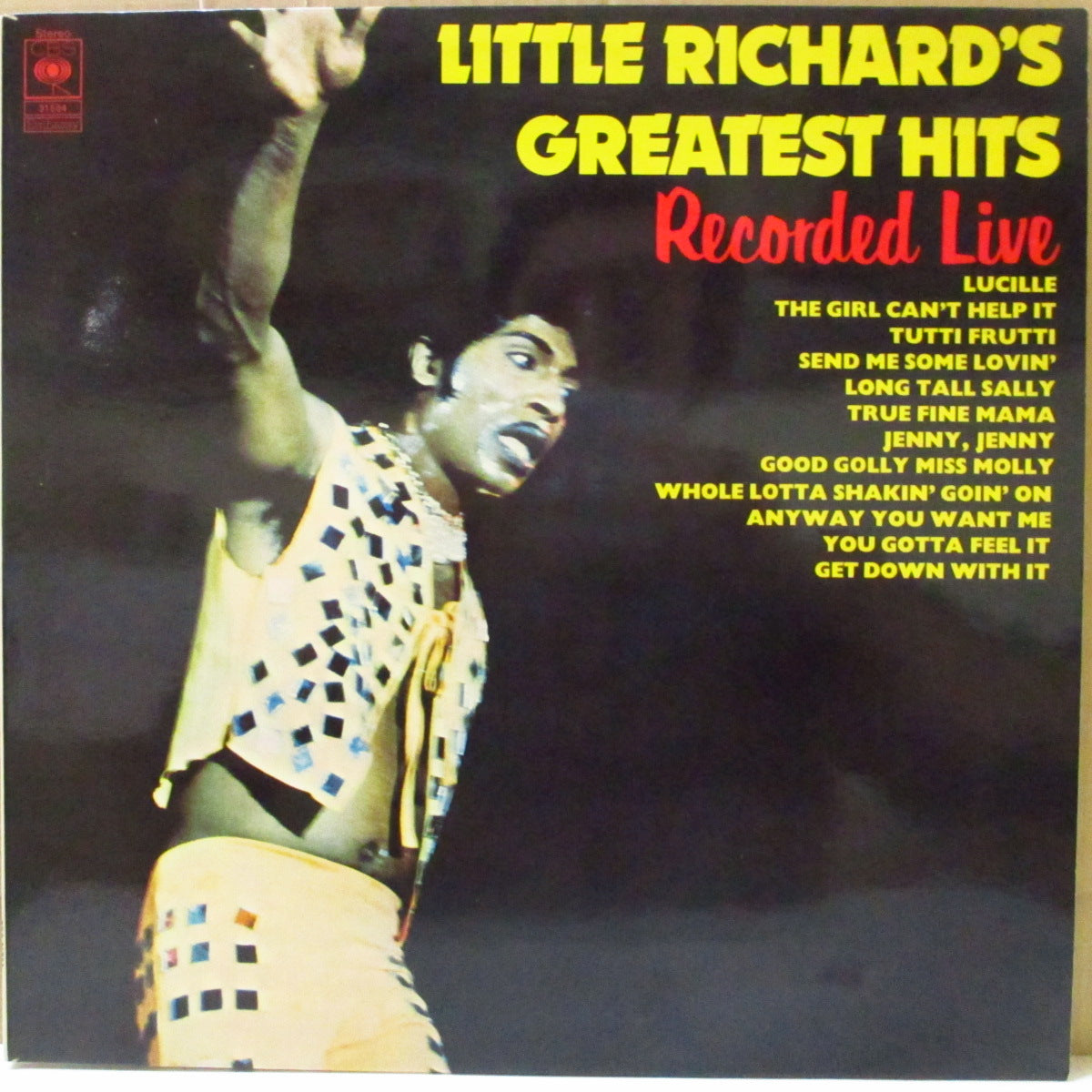 LITTLE RICHARD (リトル・リチャード) - Little Richard's Greatest Hits Recorded Live (UK 70's 再発ステレオ LP/表面コーティング・ジャケ)'67年スタジオ・ライブ!英国別デザインジャケ。
