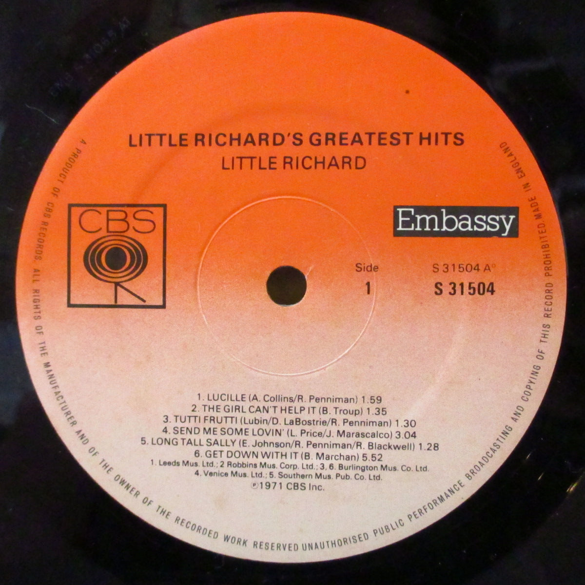 LITTLE RICHARD (リトル・リチャード) - Little Richard's Greatest Hits Recorded Live (UK 70's 再発ステレオ LP/表面コーティング・ジャケ)'67年スタジオ・ライブ!英国別デザインジャケ。