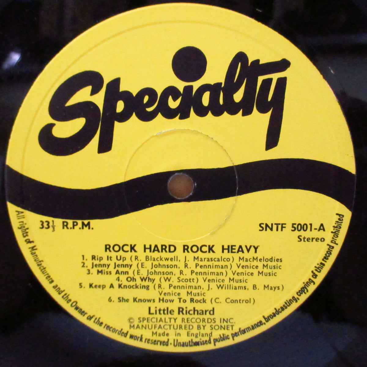 LITTLE RICHARD (リトル・リチャード) - Rock Hard Rock Heavy (UK '70 オリジナル 擬似ステレオ LP)スペシャルティ社黄金期のベスト第二弾全12曲!