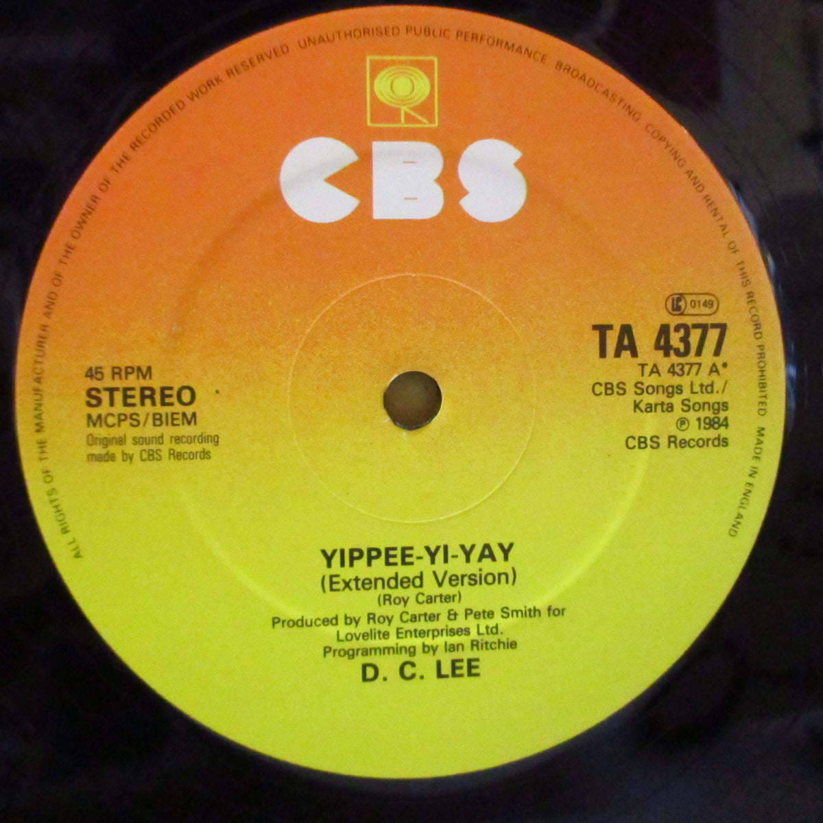 DEE C. LEE (ディー・シー・リー) - Yippee Yi Yay! +2 (UK オリジナル 12インチ) '84年シングル