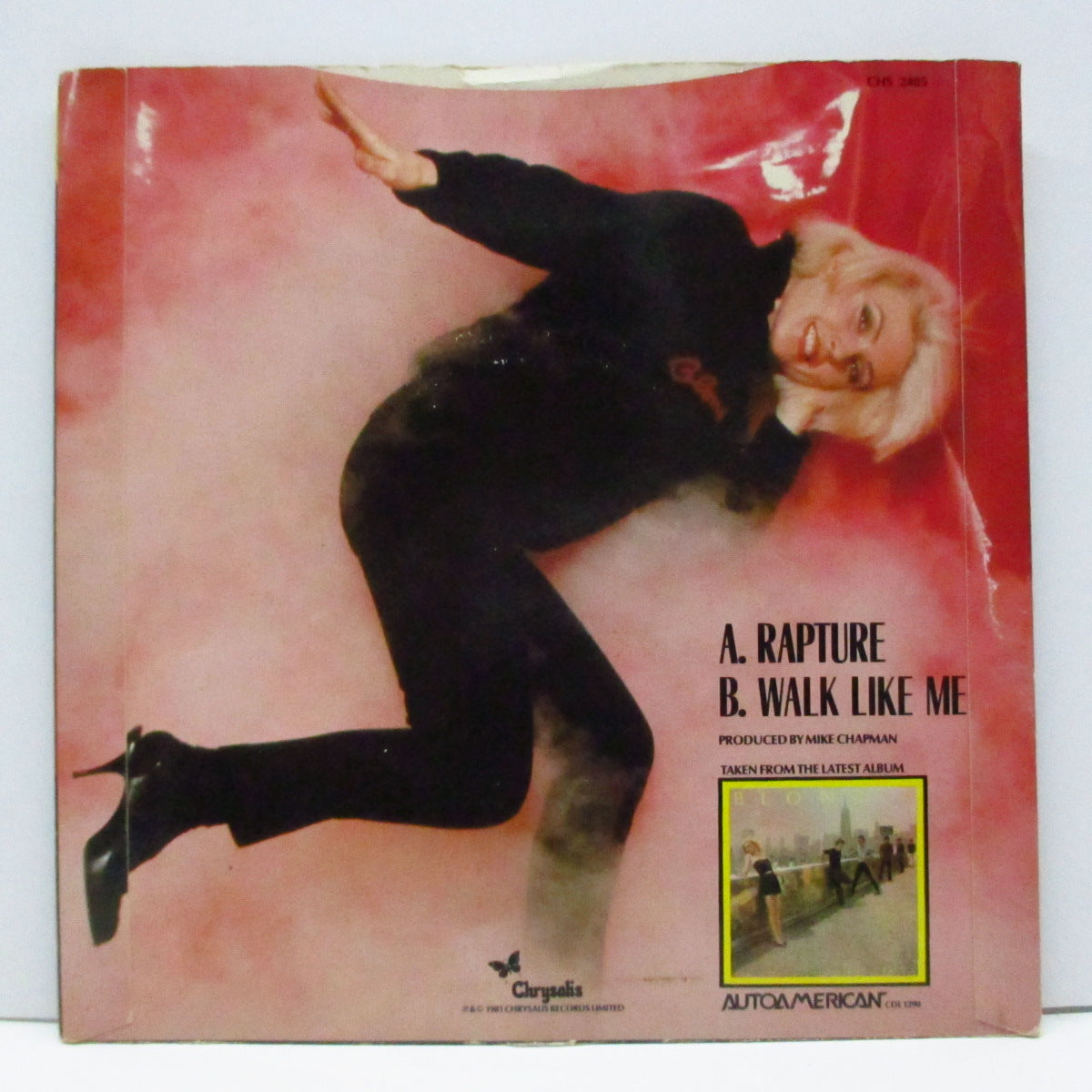 BLONDIE (ブロンディ) - Rapture (UK オリジナル「青プラスチックラベ・フラットセンター」 7"+固紙折り返しジャケ)