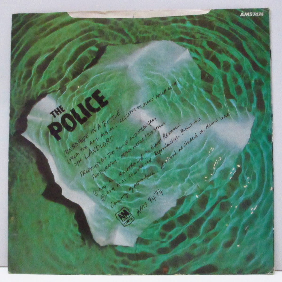 POLICE, THE (ザ ・ポリス) - Message In A Bottle (UK 限定「金ロゴ」フラットセンター「グリーンヴァイナル」7"/光沢ソフト紙ジャケ)