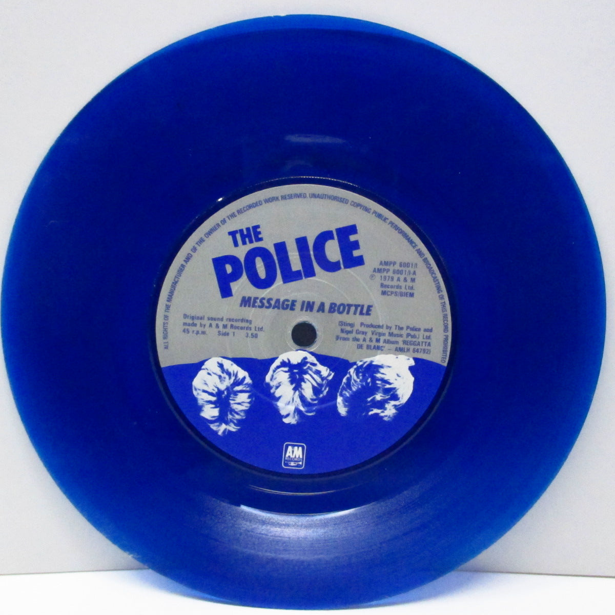POLICE, THE (ザ ・ポリス) - Message In A Bottle (UK '80 再発フラットセンター「ブルーヴァイナル」7"+光沢ソフト紙ジャケ/AMPP 6001/I) 「Six Pack 」からのバラ売り !